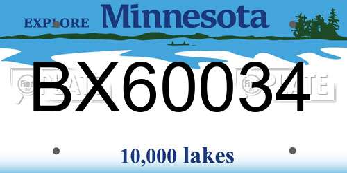 BX60034 Minnesota License Plate