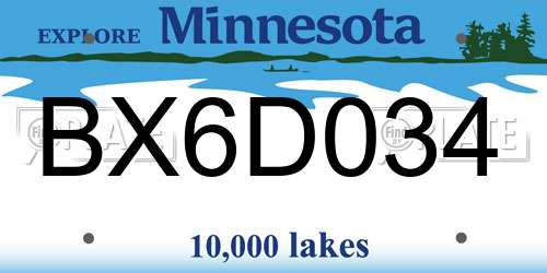BX6D034 Minnesota License Plate