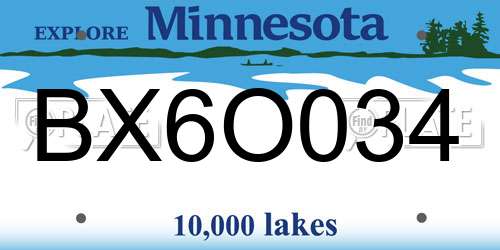 BX6O034 Minnesota License Plate
