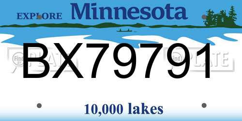 BX79791 Minnesota License Plate