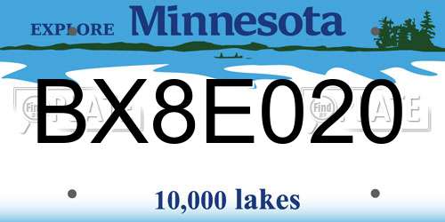 BX8E020 Minnesota License Plate