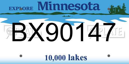 BX90147 Minnesota License Plate