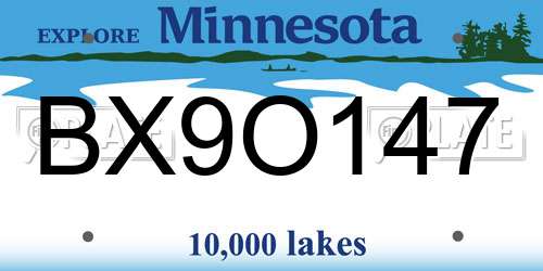 BX9O147 Minnesota License Plate