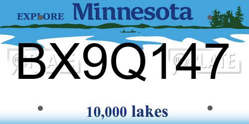 BX9Q147 Minnesota License Plate
