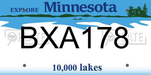 BXA178 Minnesota License Plate