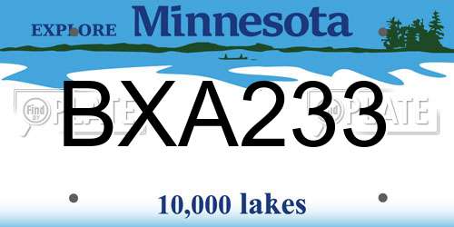 BXA233 Minnesota License Plate