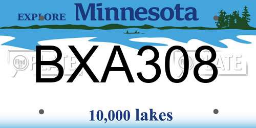 BXA308 Minnesota License Plate