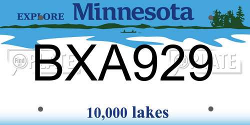 BXA929 Minnesota License Plate