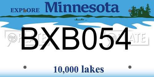 BXB054 Minnesota License Plate