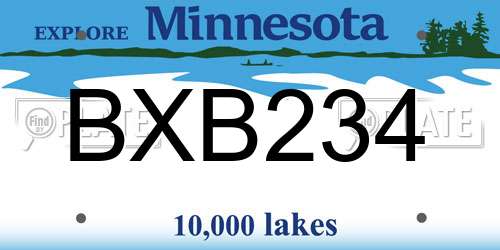 BXB234 Minnesota License Plate