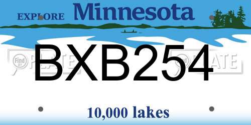 BXB254 Minnesota License Plate