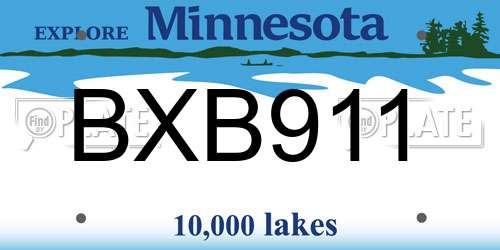 BXB911 Minnesota License Plate