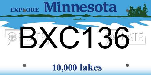 BXC136 Minnesota License Plate