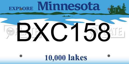 BXC158 Minnesota License Plate