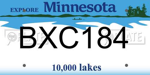 BXC184 Minnesota License Plate
