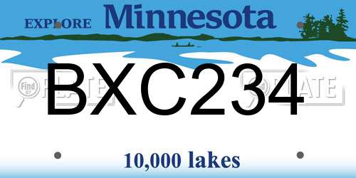 BXC234 Minnesota License Plate