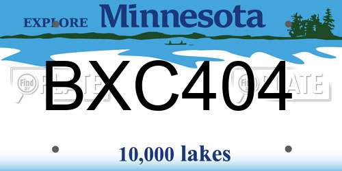BXC404 Minnesota License Plate