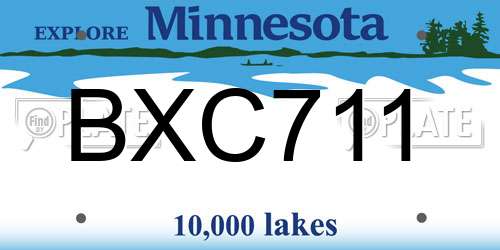 BXC711 Minnesota License Plate
