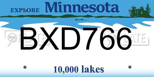 BXD766 Minnesota License Plate