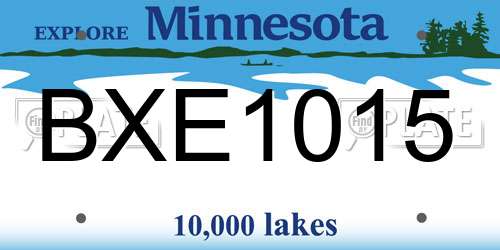 BXE1015 Minnesota License Plate