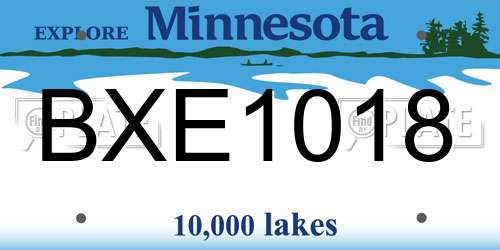 BXE1018 Minnesota License Plate
