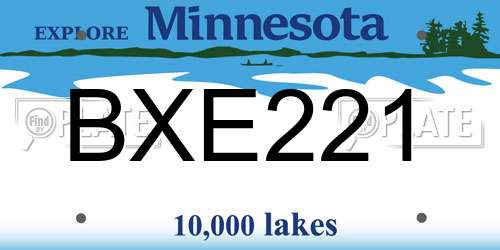 BXE221 Minnesota License Plate