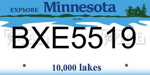 BXE5519 Minnesota License Plate
