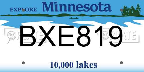 BXE819 Minnesota License Plate