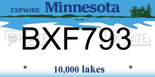 BXF793 Minnesota License Plate