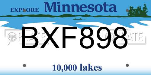 BXF898 Minnesota License Plate