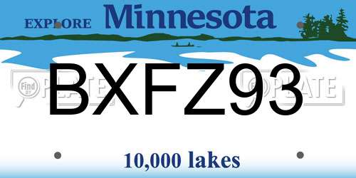BXFZ93 Minnesota License Plate
