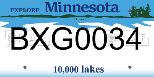 BXG0034 Minnesota License Plate