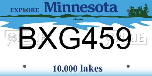 BXG459 Minnesota License Plate