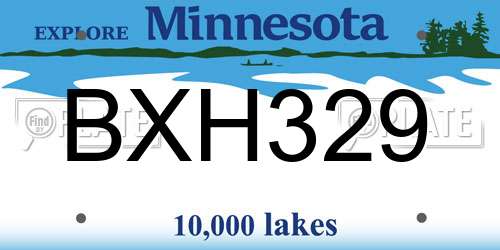 BXH329 Minnesota License Plate