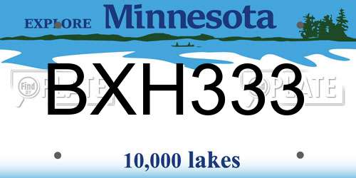 BXH333 Minnesota License Plate