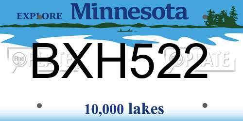 BXH522 Minnesota License Plate