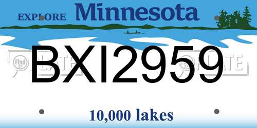 BXI2959 Minnesota License Plate