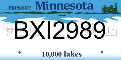BXI2989 Minnesota License Plate