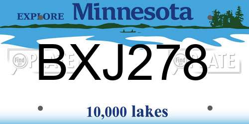 BXJ278 Minnesota License Plate