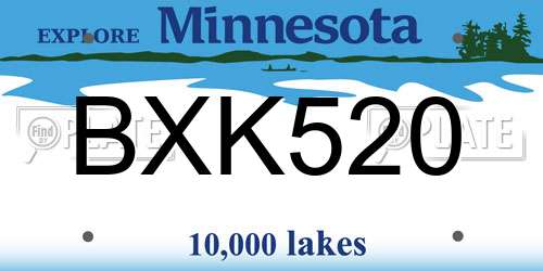 BXK520 Minnesota License Plate