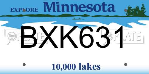 BXK631 Minnesota License Plate