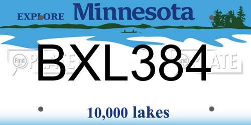 BXL384 Minnesota License Plate