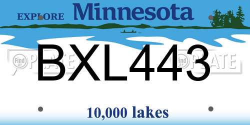 BXL443 Minnesota License Plate