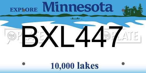 BXL447 Minnesota License Plate