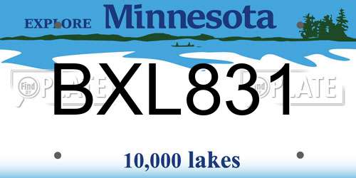 BXL831 Minnesota License Plate