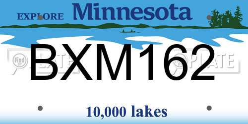 BXM162 Minnesota License Plate