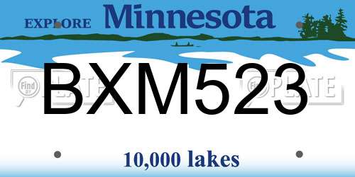BXM523 Minnesota License Plate