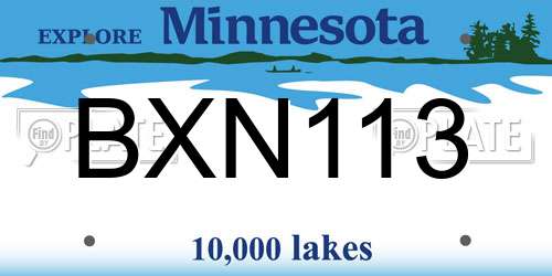 BXN113 Minnesota License Plate