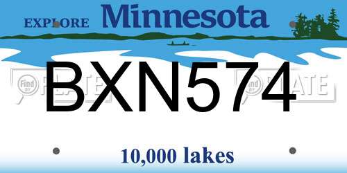 BXN574 Minnesota License Plate