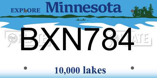 BXN784 Minnesota License Plate